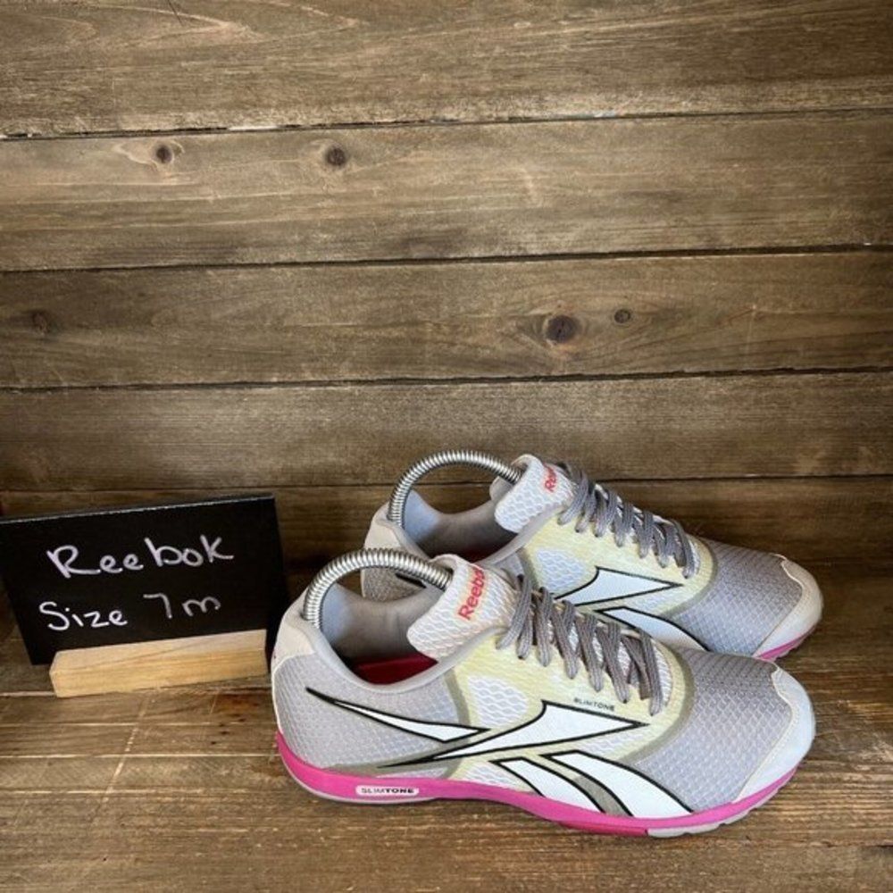 Womens Reebok Slim Tone Edge Gray Athletic Training Shoes‎ Sneakers Size 7 M GUC